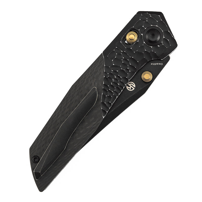Deadite | Blackwash Aluminum (rock texture) with Twill Carbon Fiber Scales | 3.52" 154CM Blade | Tuffknives Design | T1081V4