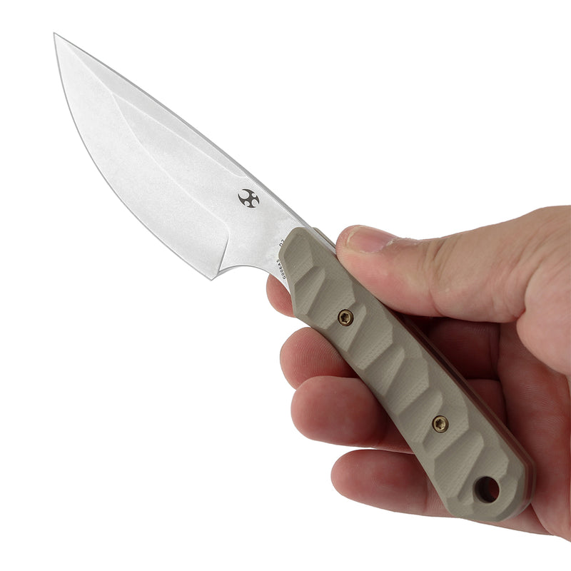 KANSEPT Flank Fixed Blade Light Sand G10 Handle (3.69'' Stonewashed D2 Blade) TuffKnives Designed- G006A5