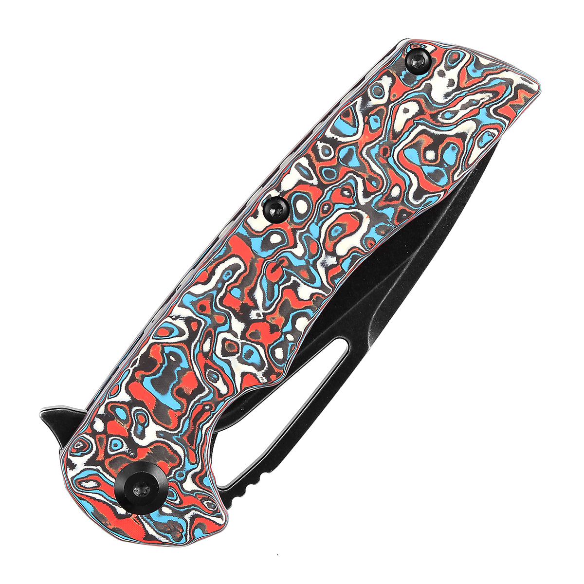 KANSEPT Kryo Thumb Hole/Flipper Knife Red Blue White Nebula Carbon