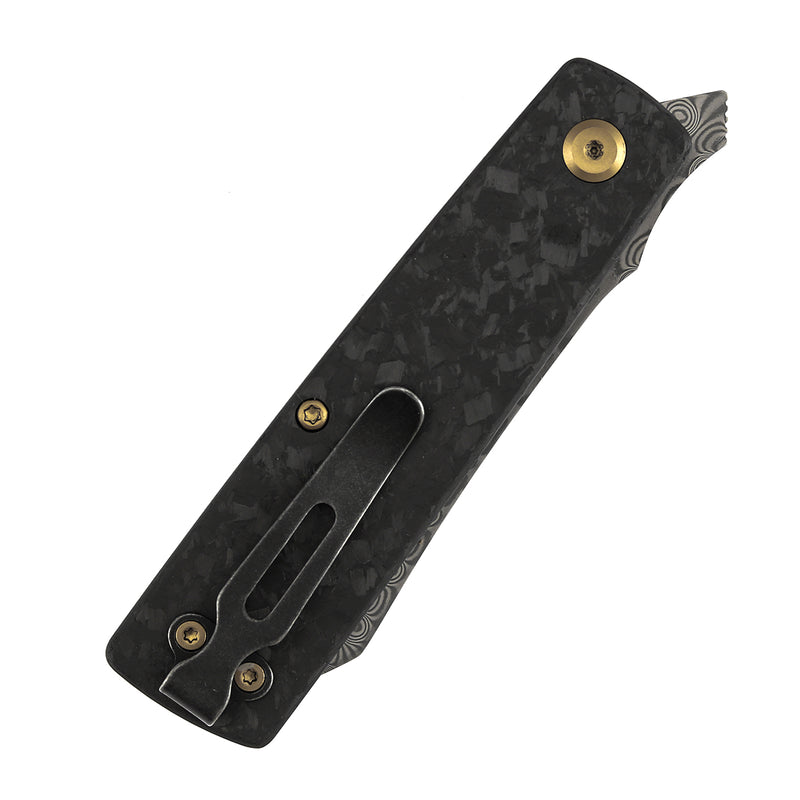 KANSEPT Higonokami | Liner Lock | 3.02'' Damascus Blade | Shred Carbon FIber Handle | Goran mihajlovic Design | T2135A1