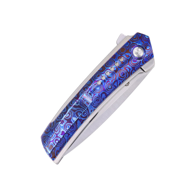 Tracer | Frame Lock | Titanium & Timascus | 3.46" Brushed Satin  CPM S35VN | Tuff Knives | K1115A4