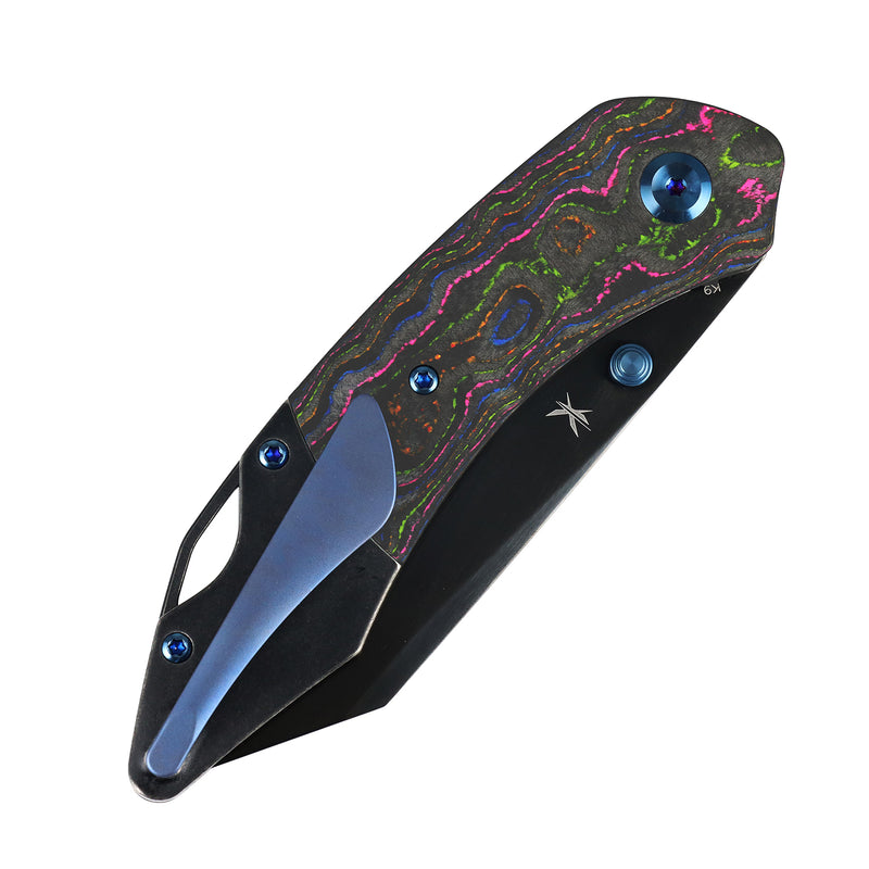 Exclusive | K9 | Bolster Liner Lock | 80S Camo Carbon & Balckwash Titanium | 3.63" Black Mirror DLC CPM S35VN | Keanison Knives Design | K1151A6