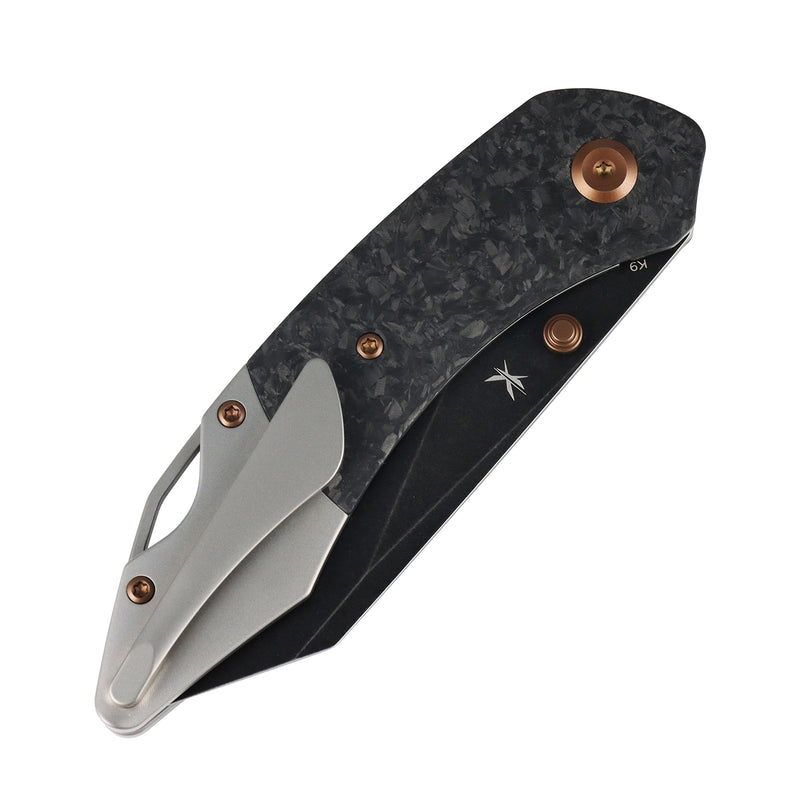 K9 | Bolster Liner Lock | Shred Carbon Fiber & Plain Titanium | 3.63" CPM S35VN | Keanison Knives Design | K1151A1