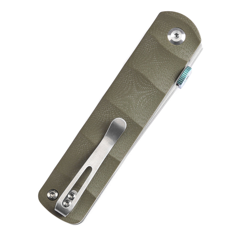 KANSEPT BTF Thumb Disc Knife Green G10 Handle (3.24'' CPM-S35VN Blade)Rolf  Helbig-K1064A1