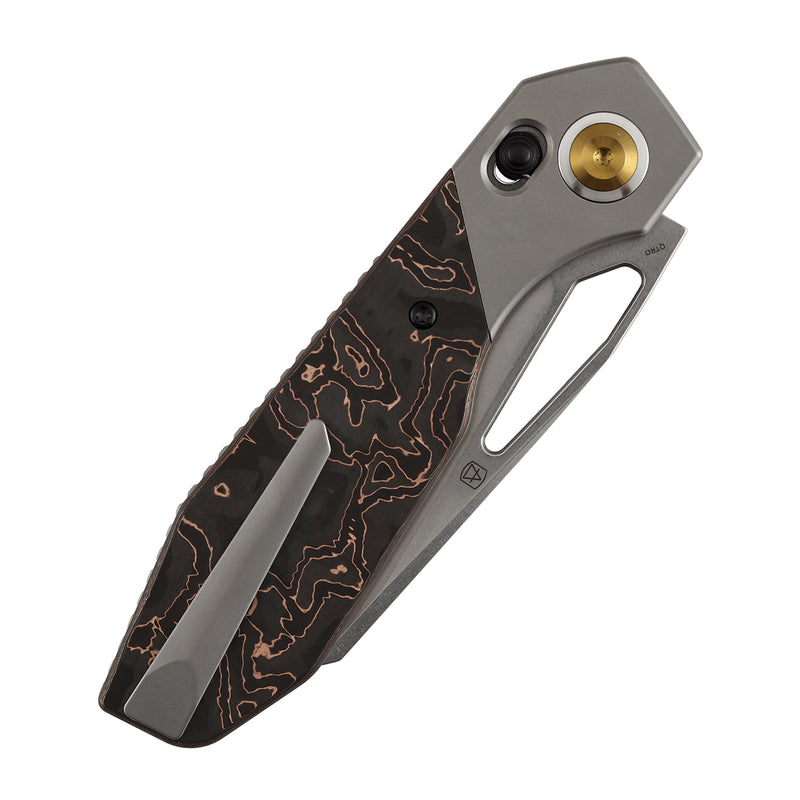Kansept QTRO | Crossbar Lock | Beadblasted Titanium and Copper Carbon Fiber Inlay| 3.59" Elmax Blade | Luft Concepts Designed |K1118VA1