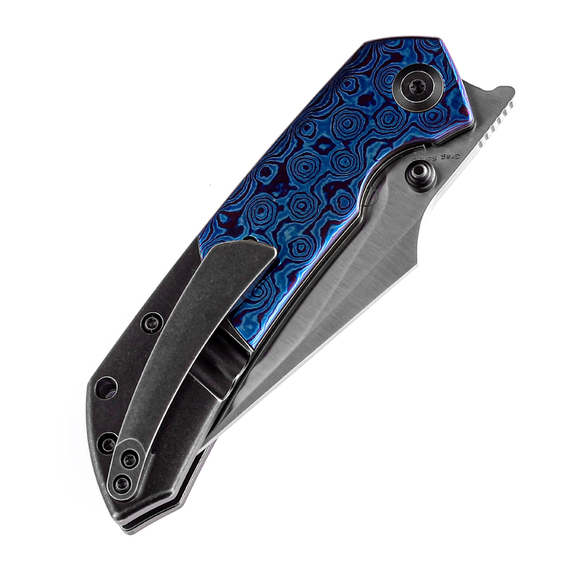 KANSEPT Fenrir Front Flipper/Thumb Stud Knife Titanium + Timascus Handle (3.48'' CPM-S35VN Blade) Greg Schob Design-K1034A7