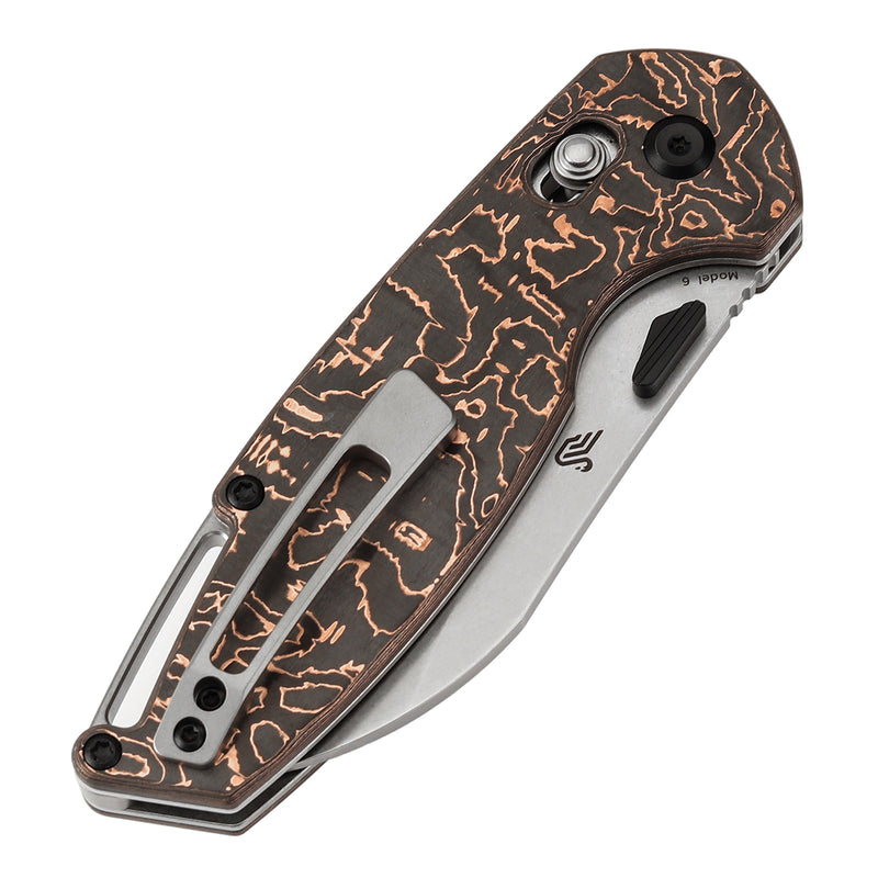KANSEPT Model 6 Crossbar Lock Knife Copper Carbon Fiber Handle (3.1'' CPM S35VN Blade) Nick Swan Knives Design -K1022V2