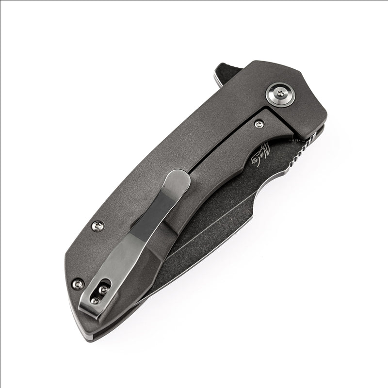 Entity K1036A2 Black TiCn Coated and Stonewashed  CPM-S35VN Blade Silicon Carbided Titanium Handle with Nalu Knives design