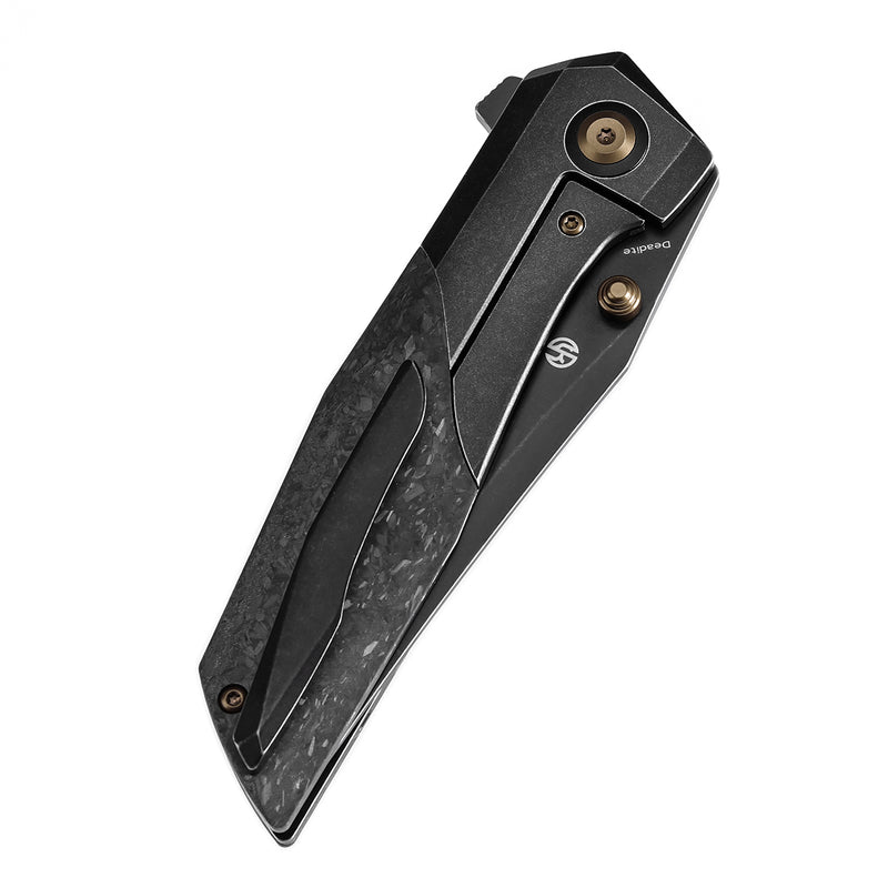 KANSEPT Deadite Thumb Stub Blackwash Titanium with Shred Carbon Fiber Handle (3.52''CPM S35VN Blade ) Tuffknives Designed - K1081A5