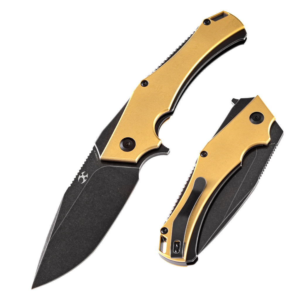 Hellx Thumb Hole Knife Brass Anodized Stainless Steel Handle Mikkel Willumsen Design T1008B2
