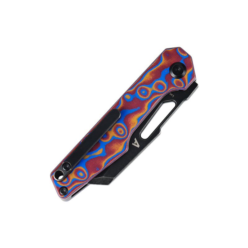 Lucero | Liner Lock | Blue & Red Vortex Micarta | 2.56" 154CM | August Originals |T2156A2