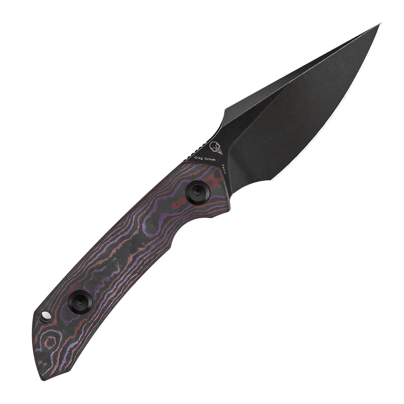 Kansept Fenrir | Exclusive | Fixed Blade | Purple Haze Fatcarbon Handle |2.87" CPM S35VN Blade | Sparrow Knife Design | KG3034A4
