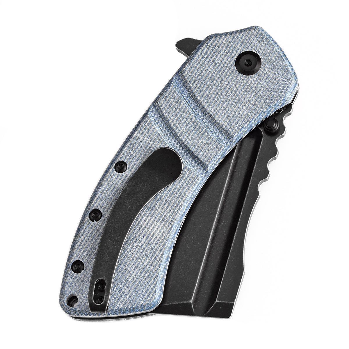 KANSEPT XL Korvid Flipper Knife Blue Micarta Handle (3.55'' 154CM