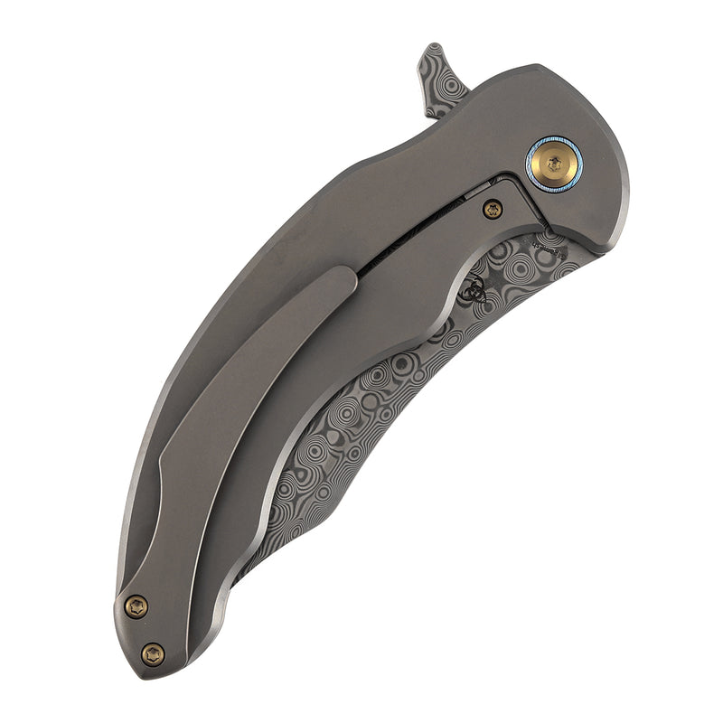KANSEPT Gilgamesh Flipper Bronze Anodized Titanium with Holes Handle ( 3.75" Damascus Blade) Andreas Goltz Designed- K1128A5