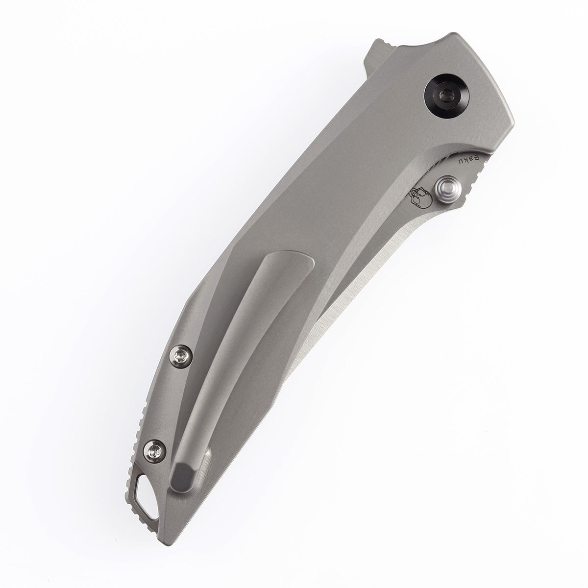 KANSEPT Baku Flipper/Thumb Hole Knife Titanium + Brown Micarta