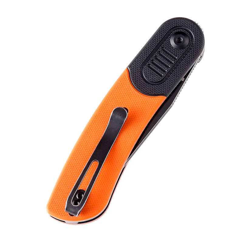 Reverie T2025B3 Black Stonewashed 154CM Blade Black and Orange G10 Handle Design by Justin Lundquist
