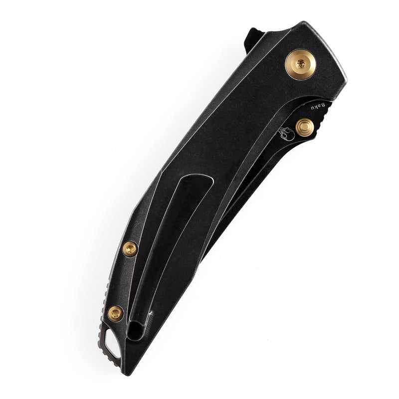 KANSEPT Baku Flipper/Thumb Hole Knife Titanium + Copper Carbon Fiber Inlay Handle (3.2'' CPM-S35VN Blade) Sparrow Knife Co Design -K1056A1