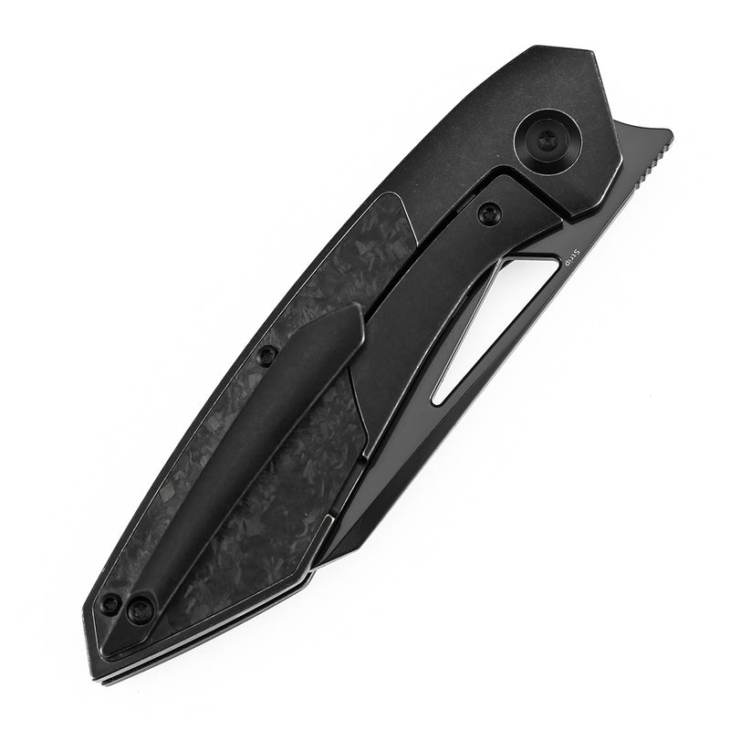 KANSEPT STRIP | Thumb Hole | Shred Carbon Fiber & Blackwash Titanium | 3.4" Mirror DLC Magnacut Blade | RON STEELE DESIGN | K1113A1
