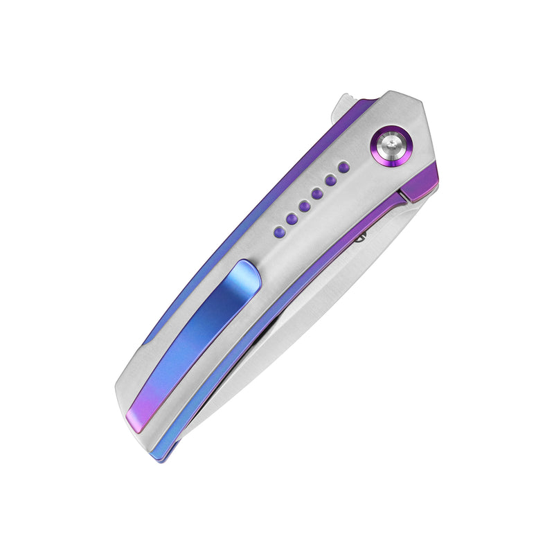 Tracer | Frame Lock | Natural & Blue-Purple Anodized Titanium | 3.46" Satin CPM S35VN | Tuff Knives | K1115A1