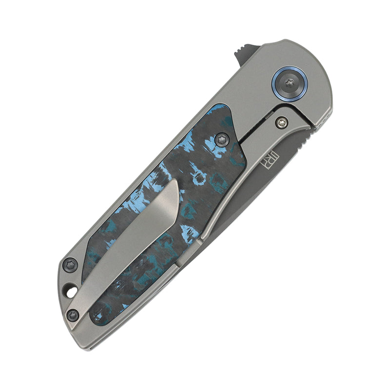 Ptarmigan | Frame Lock | Beadblasted Titanium & Arctic Storm FatCarbon | 3.12" Gray TiCn Coated CPM S35VN | Jared Price Design | K2055A4