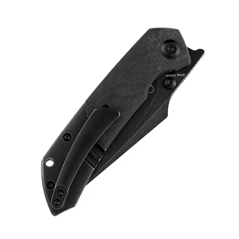 KANSEPT Fenrir Front Flipper/Thumb Stud Knife Twill Carbon Fiber +Titanium Handle (3.48'' CPM-S35VN Blade) Greg Schob Design-K1034A4