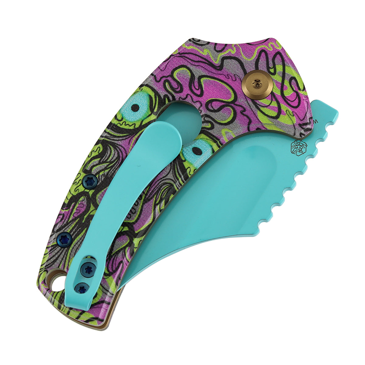 Kansept Wasp | Button Lock | Jade G10 with Purple Undead Print