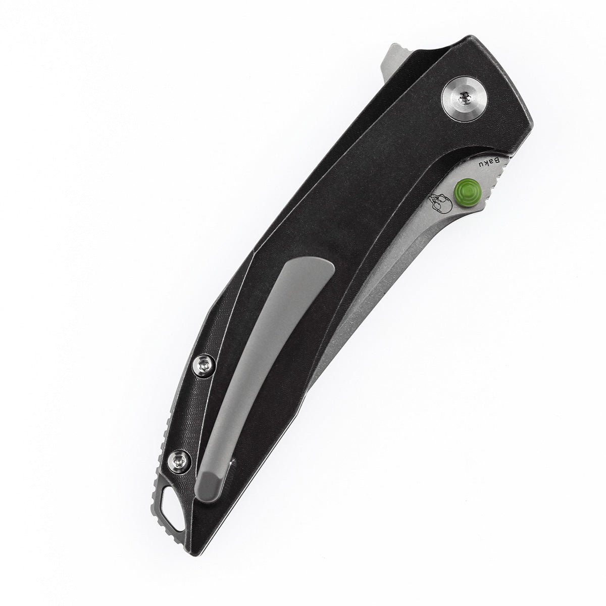 KANSEPT Baku Flipper/Thumb Hole Knife Titanium + Green Carbon