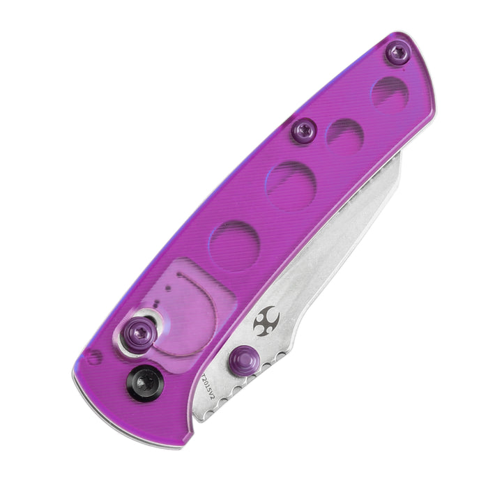 KANSEPT Little Main Street Cross Bar Lock Purple Acrylic Handle (2.26'' Stonewashed 154CM Blade) Dirk Pinkerton Design T2015V2