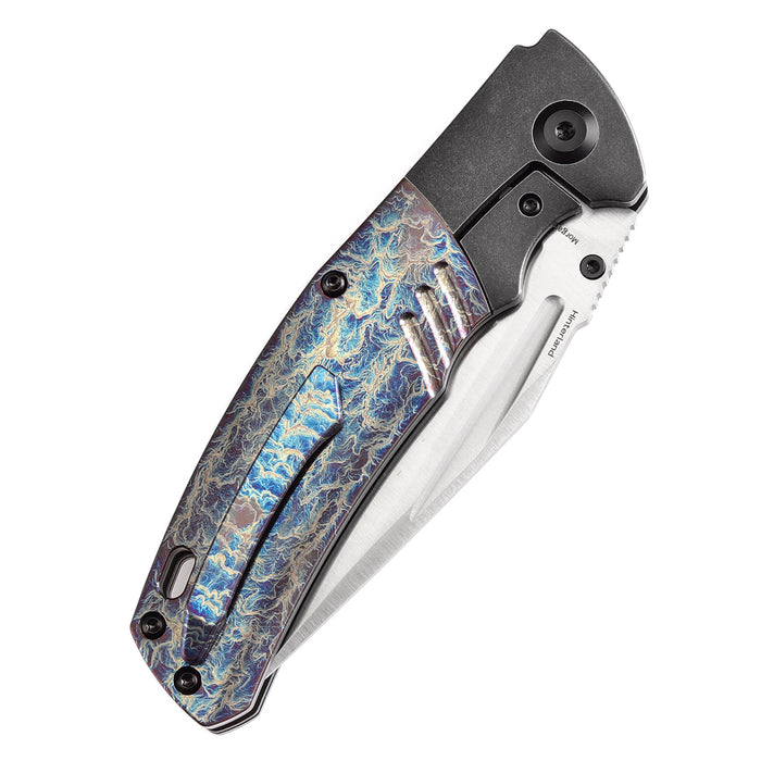 KANSEPT Hinterland Thumb Stub Blackwash Titanium and Lightning Strike Finished Titanium Inlay Handle (3.58" CPM S35VN Blade) Morgan Koens Design-K1057A5