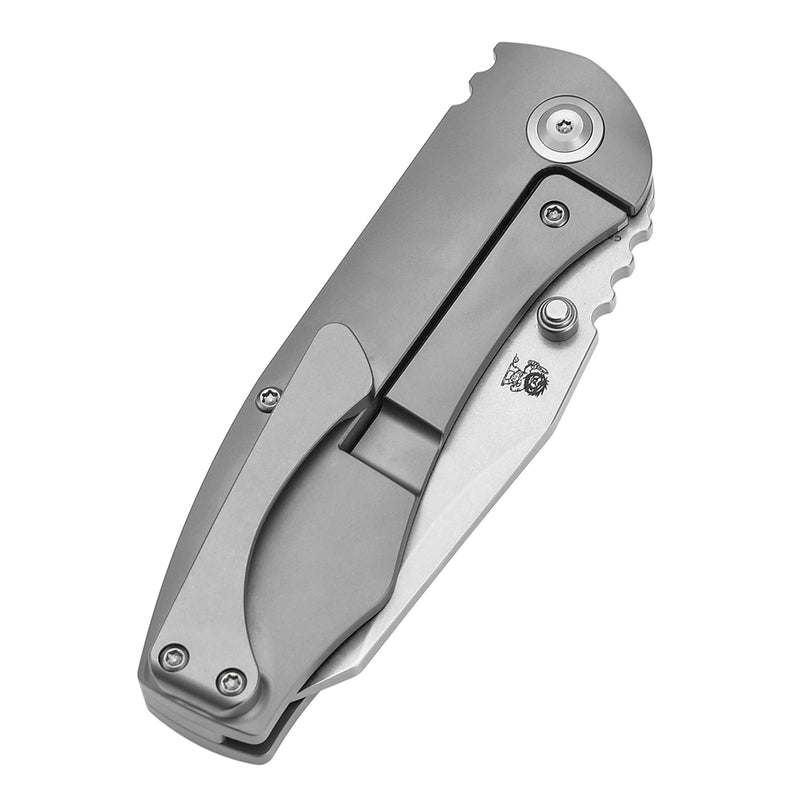 KANSEPT Caveman Thumb Stub Stonewashed Titanium Handle (3.57" CPM 20CV Blade) with Jesse Pauley Design-K1110A1