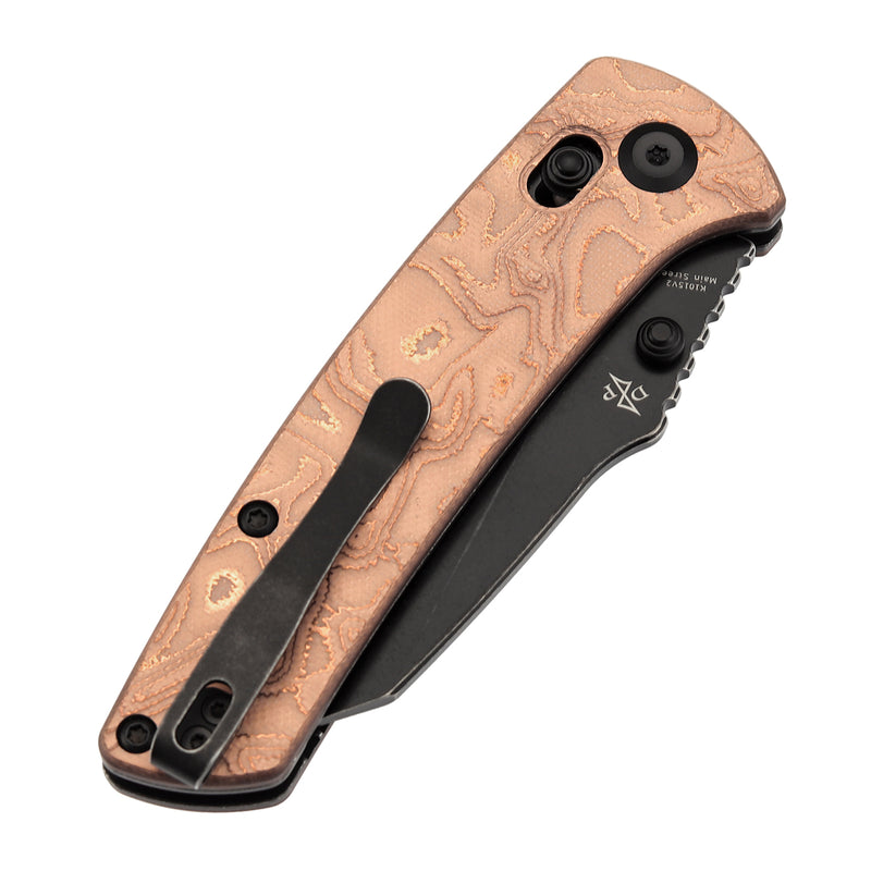 KANSEPT Main Street Crossbar Lock Knife G-10 with Copper Foil Handle(3.36" CPM S35VN Blade)Pinkerton Knives Design-K1015V2