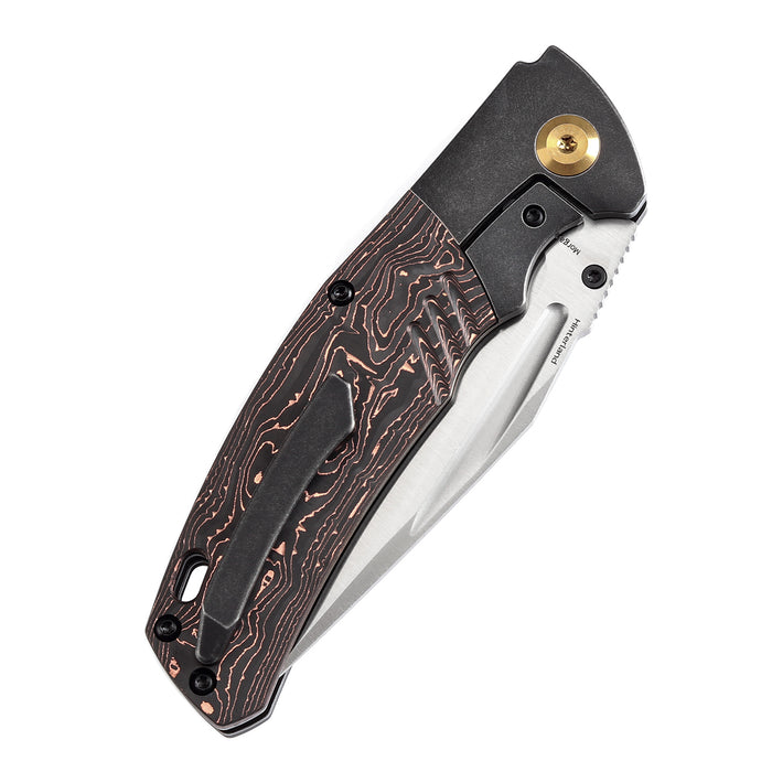 KANSEPT Hinterland Thumb Stub Blackwash Titanium and Copper Carbon Fiber Handle (3.58" CPM S35VN Blade) Morgan Koens Design-K1057A4