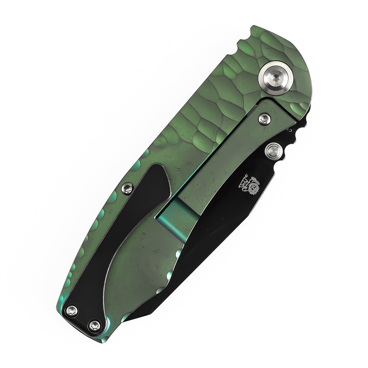 Kansept Caveman | Frame Lock | Green Anodized and Stonewashed