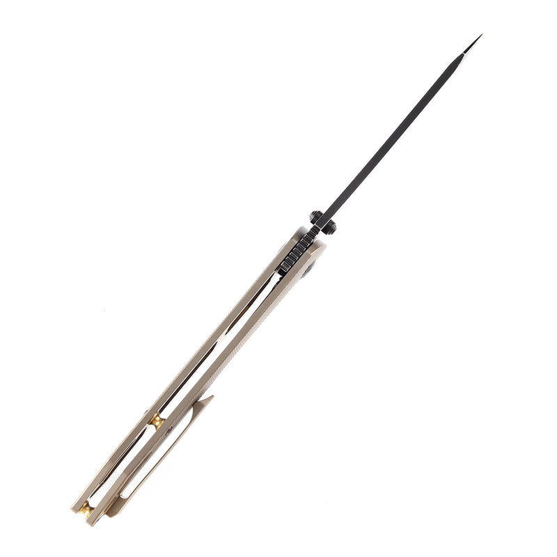 KANSEPT Colibri Tech Flipper/Thumb Hole Knife Bronze Anodized Titanium Handle (4.34'' Black CPM-S35VN Blade) Kmaxrom Design -K1060A5