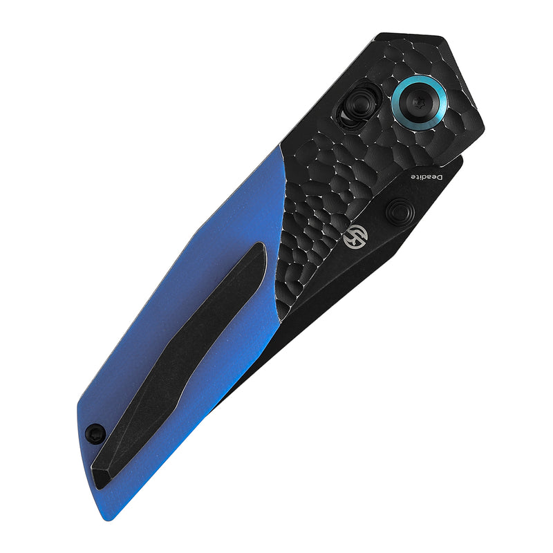Deadite | Blackwash Aluminum (Rock Texture) with Blue G10 Scales | 3.52" 154CM Blade | Tuffknives Design | T1081V2