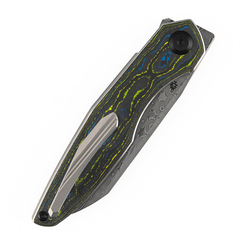 Kansept Halide | Liner Lock | Gecko Camo Carbon | 3.2" Damascus Blade | James Arnold Design | K1136A2