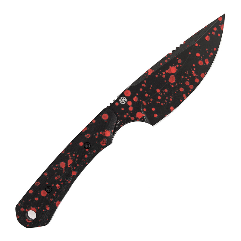 Kansept Flank | Fixed Blade | Black G10 with Zombie Blood Print | 3.69" D2 with Zombie Blood Print Blade | TuffKnives Design | G006A8