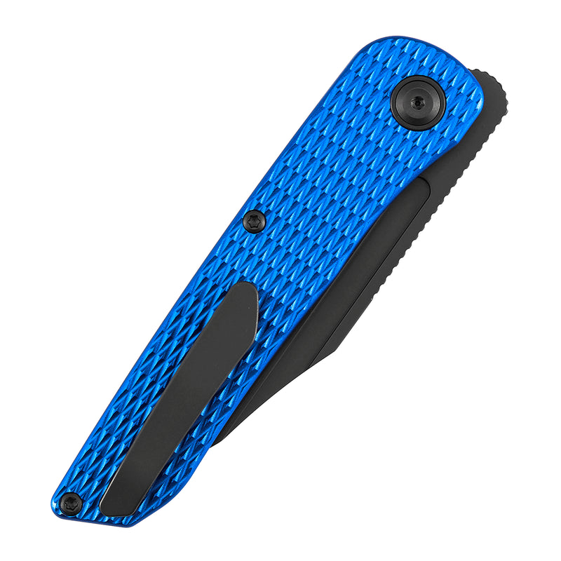 Kansept Nettle | Liner Lock | Blue Anodized Aluminum with Diamond Texture | 3.28" 154CM Blade | D. Sharon Design | T1103A2