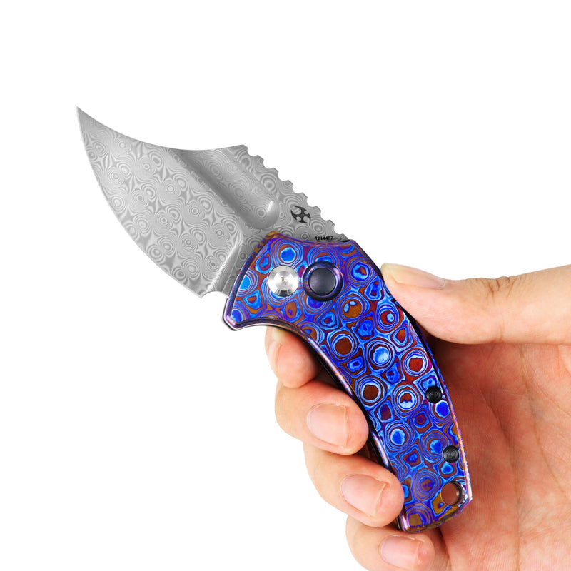 Wasp | Button Lock | Timascus | 2.36" Damascus | Koch Tools | T2144F7