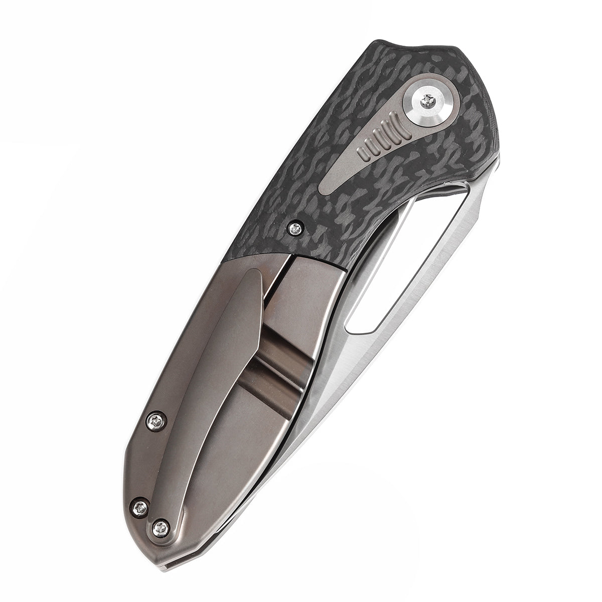 KANSEPT Thoth Thumb Hole Knife Twill Carbon Fiber and Titanium