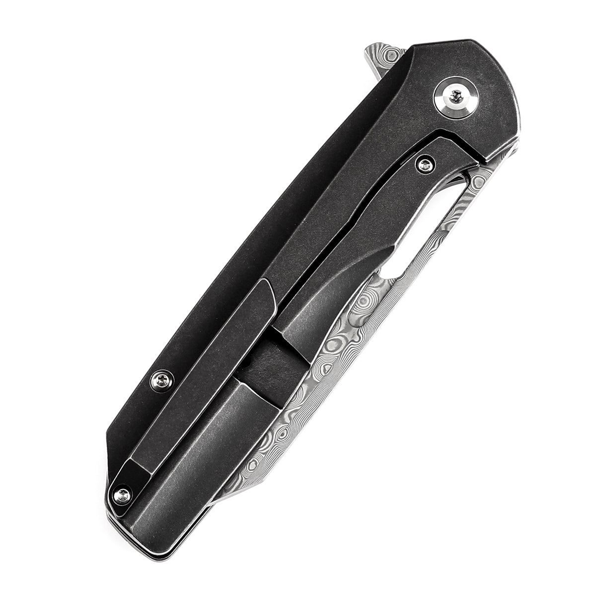 KANSEPT Shard K1006C3 Damascus Blade Black White Nebula Carbon