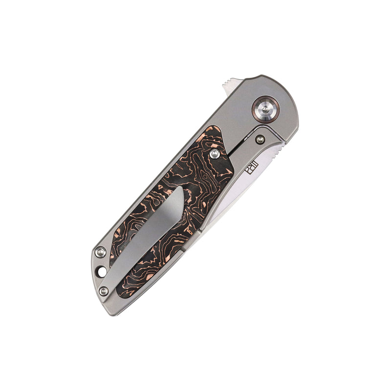 Ptarmigan | Frame Lock | Beadblasted Titanium & Copper Carbon Fiber | 3.12"Satin CPM S35VN | Jared Price Design | K2055A2