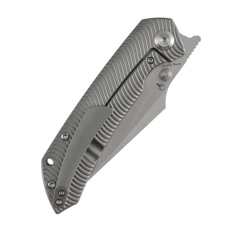 Kansept Fenrir  | Frame Lock | Beadblasted Anodized Titanium with Micro Milled Water Ripple Texture | 3.48'' Satin CPM S35VN Blade | Sparrow Knife Design | K1034C1