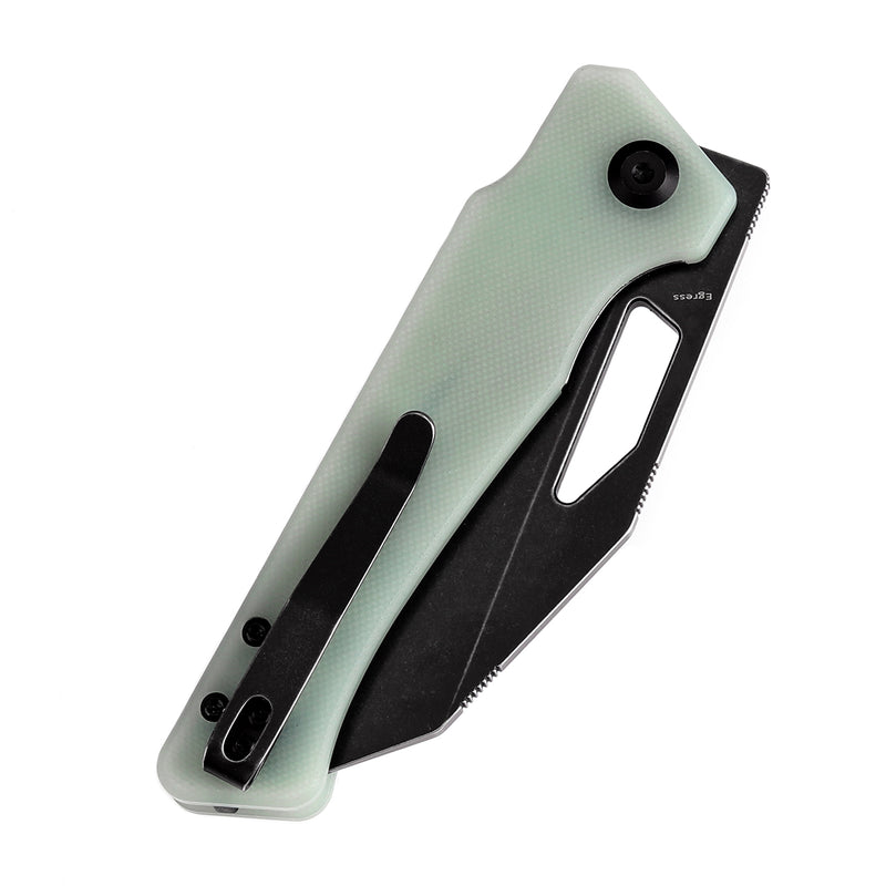 KANSEPT Egress T1033A6 Black Stonewashed 14C28N Jade G10 Handle with Nitch Designs Design
