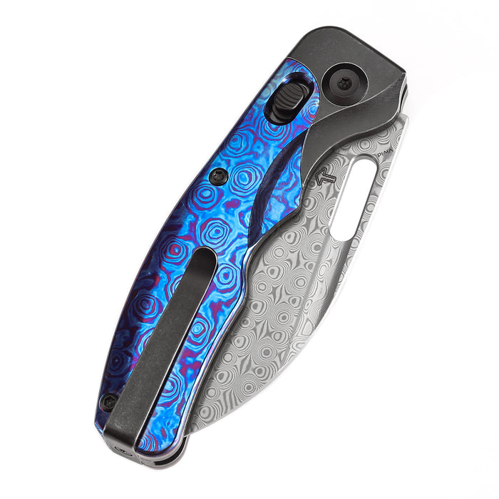 KANSEPT Vivid Cross Bar Lock Blackwashed Titanium with Timascus Handle (3.04'' Damascus Blade) Jacob Lundquist Designed-K1094V5