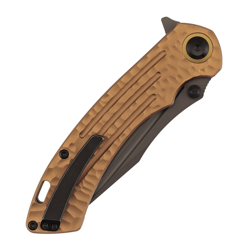 Kansept Pretatout | Golden Aluminum with Rock Texture | 3.56" CPM S35VN Blade | Kmaxrom Design | K1032A7