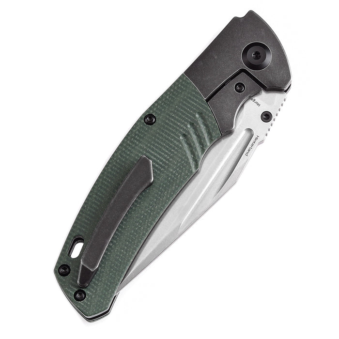 KANSEPT Hinterland Thumb Stub Blackwash Titanium and Green Micarta Inlay Handle (3.58"CPM S35VN Blade) Morgan Koens Design-K1057A2