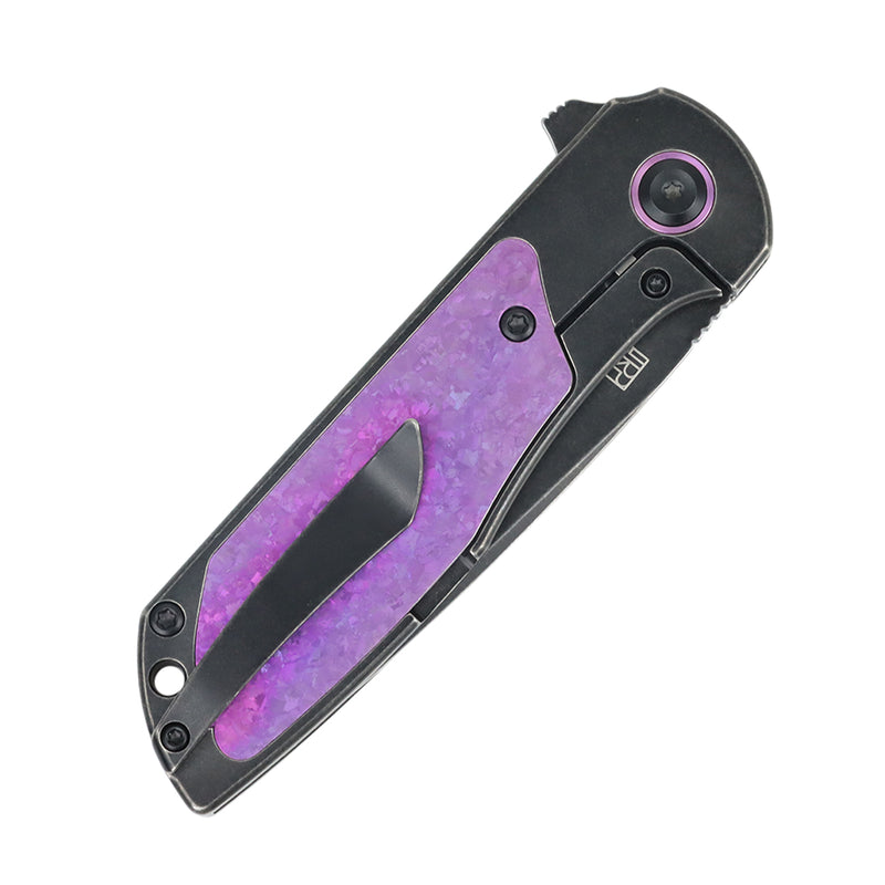 Ptarmigan | Frame Lock | Blackwash Titanium & Purple Crystallized Titanium | 3.12" CPM S35VN | Jared Price Design | K2055A3