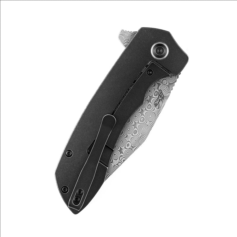 KANSEPT Entity K1036B3 Dmascus Blade Black TiCn Coated and Stonewashed  Titanium Handle with Nalu Knives design