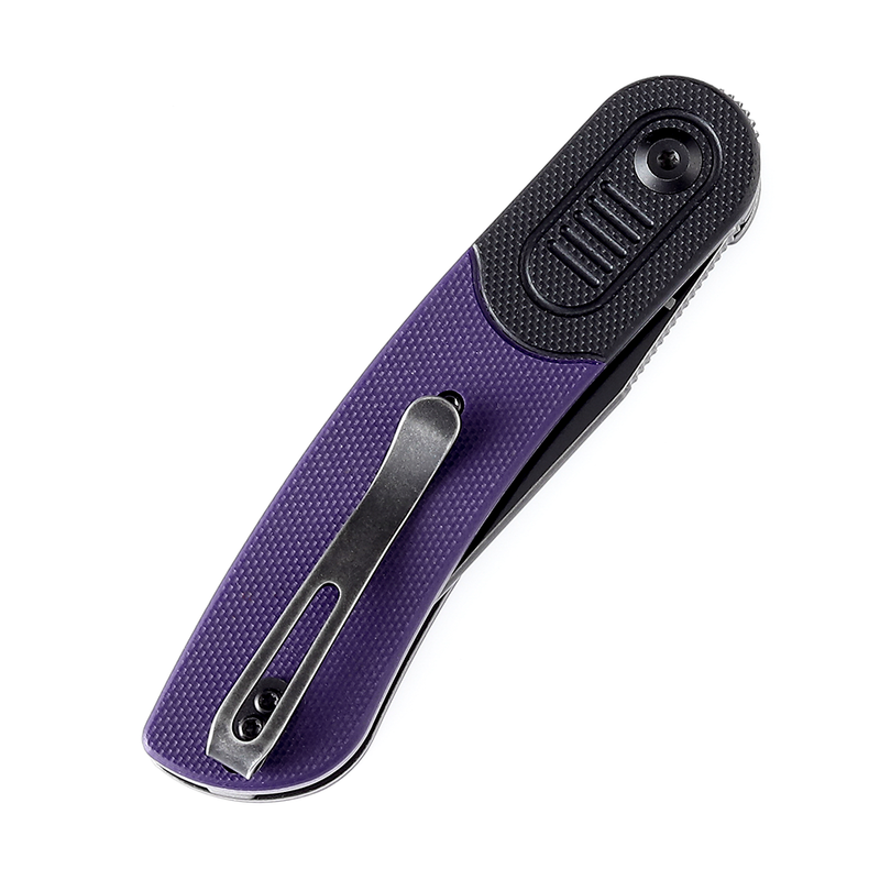 Reverie T2025B5 Black Stonewashed 154CM Blade Black and Purple G10 Handle Design by Justin Lundquist